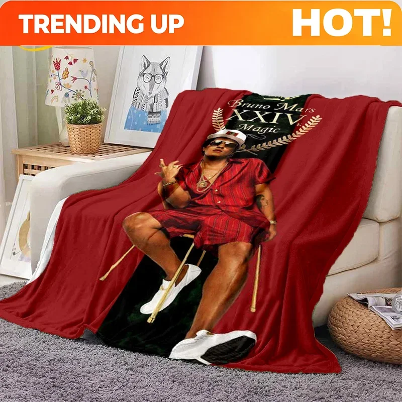 Customize Bruno Mars 3D Singer Star Soft Flannel Blanket for Beds Bedroom Sofa Picnic,Throw Blanket for Cover Outdoors Leisure N