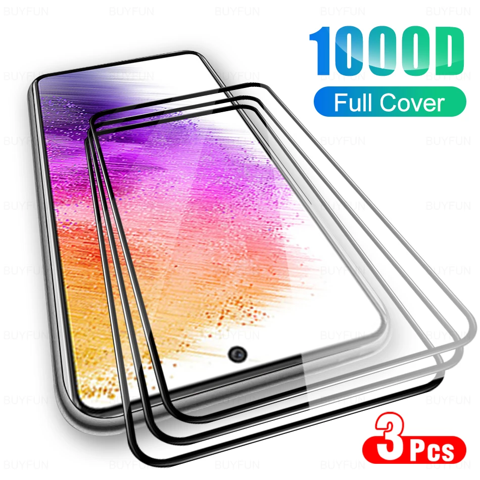 3 قطعة غطاء كامل واقية الزجاج لسامسونج غالاكسي A73 5 جرام 6.7 "واضح الزجاج المقسى فيلم لسامسونج A73 A 73 حامي الشاشة غطاء