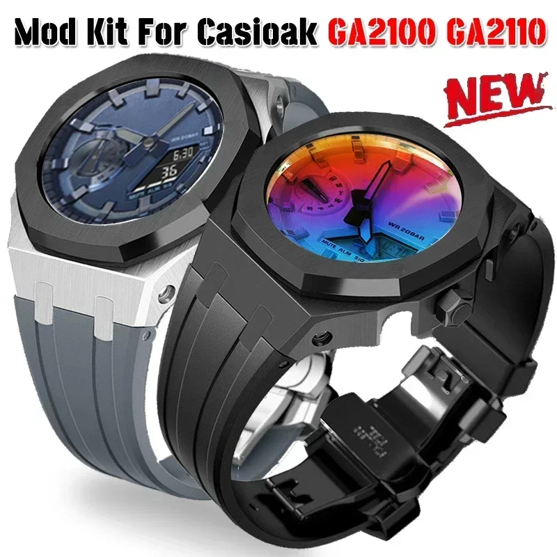 

Gen5 For Casioak GA2100 GA2110 Mod Kit Metal Bezel Case Rubber Strap for CasiOak GAB2100 Modification kit Steel Case With Screw