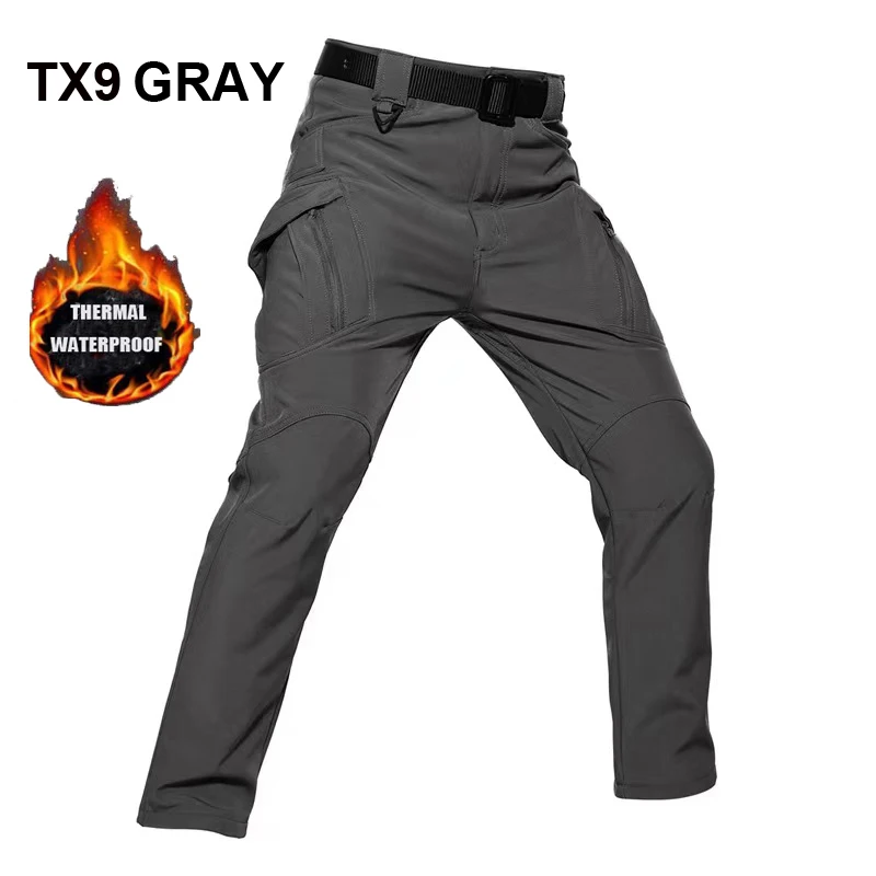 Winter Autumn Fleece Warm Pants Men Tactical Military Hiking Camping Climbing Softshell Trousers Hunting Sports Gym Trainning