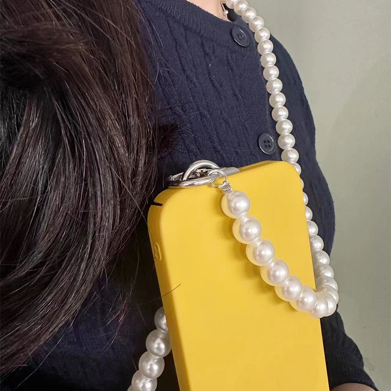 Statement Pearls Crossbody Phone Chain collana lunga cordino per telefono corda per cordino Anti-perso da donna