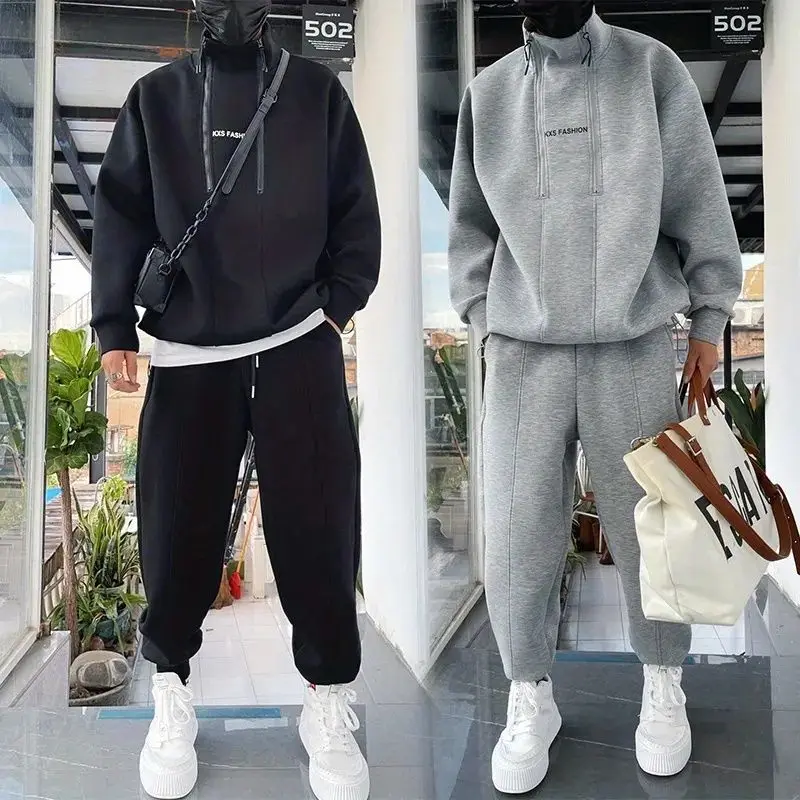 

Autumn Winter 2026 New Sports and Leisure Suit Fashion Jacket Sweater Sweatpants Ruffian Handsome Baggy Men's Clothing Set
