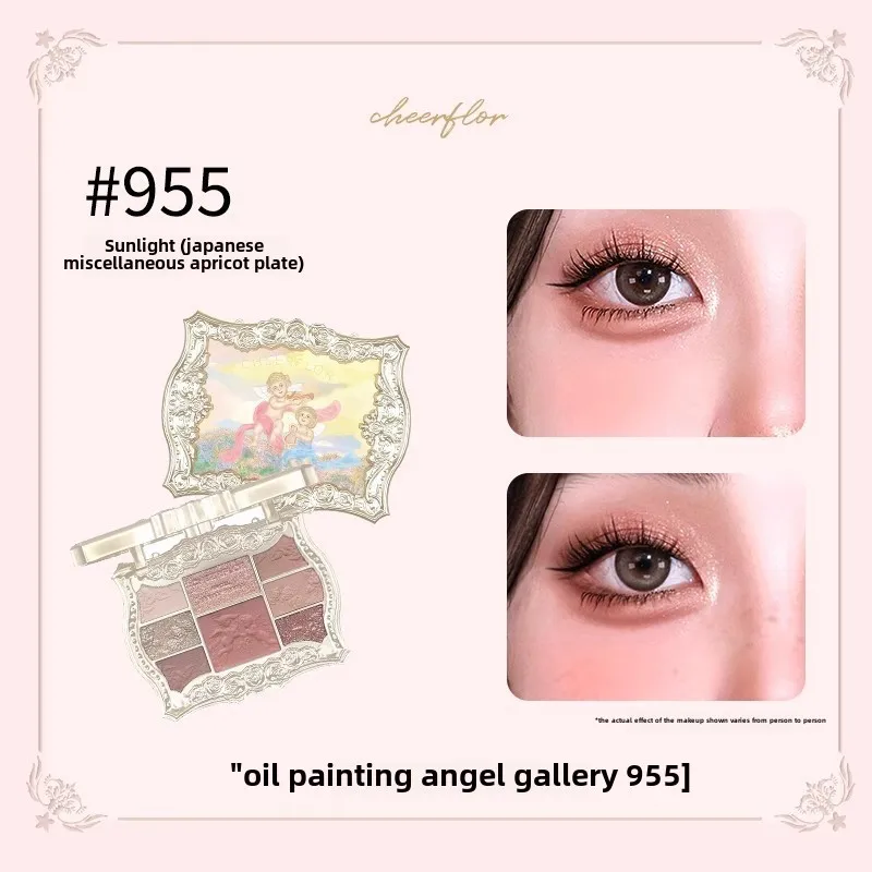 CHEERFLOR Angel embossed eyeshadow palette, long-lasting and easy to color, matte retro eyeshadow, blush and highlighter palette
