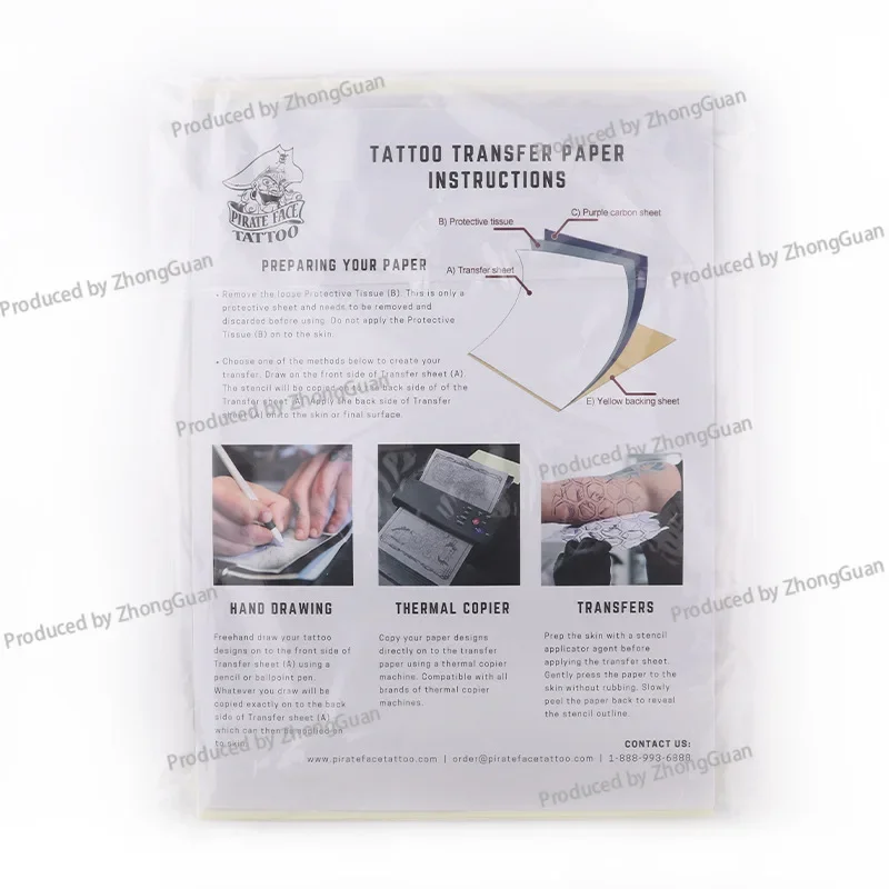 Yilong Hand Tracing Tattoo Transfer Machine Transfer Paper Domestic Quadruple A415 Sheets, A Pack of Tattoo Needles