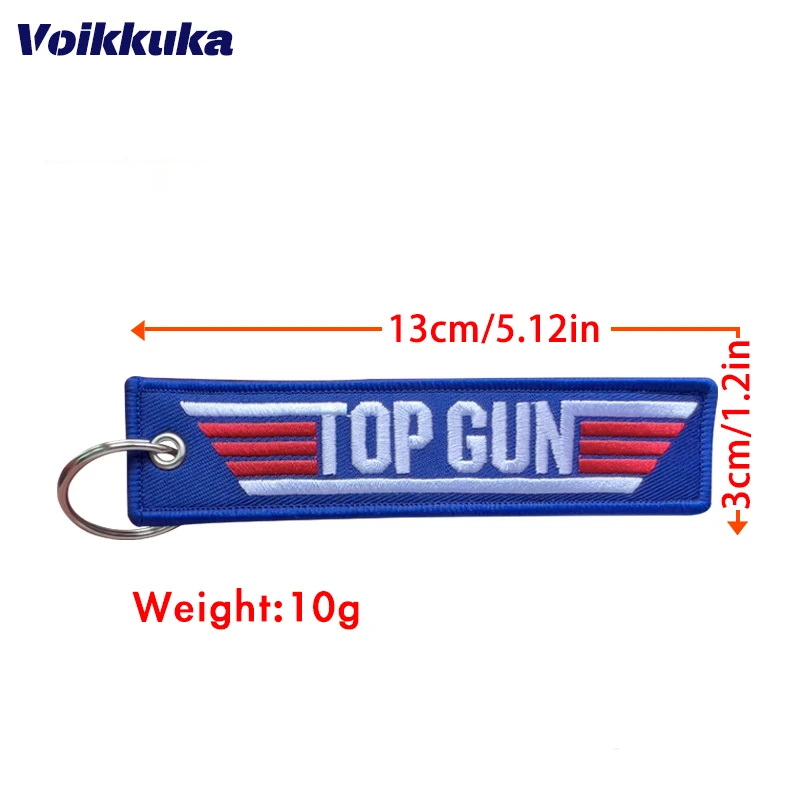 1 PC portachiavi per aviazione all\'ingrosso Top Gun Maverick borsa medica entrambi i lati ricamo etichetta per auto accessori per chiavi ciondolo