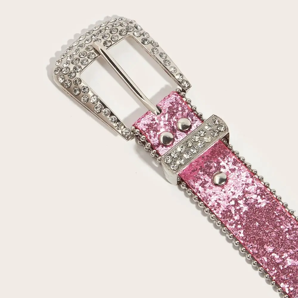 شخصية بو الجلود حجر الراين أحزمة سبائك الفضة Blingbling حزام دبوس مشبك Y2K حزام النساء