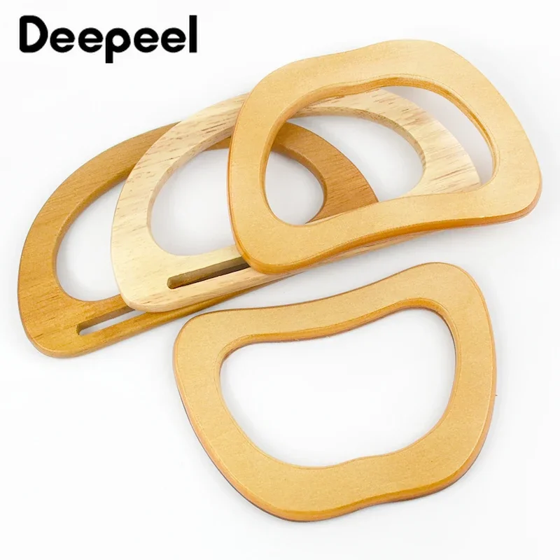 

2Pcs Deepeel Wood Purse Frame Crochet Bag Handle for Women Handbag Ring Handles Sewing Brackets DIY Handmade Bags Accessories