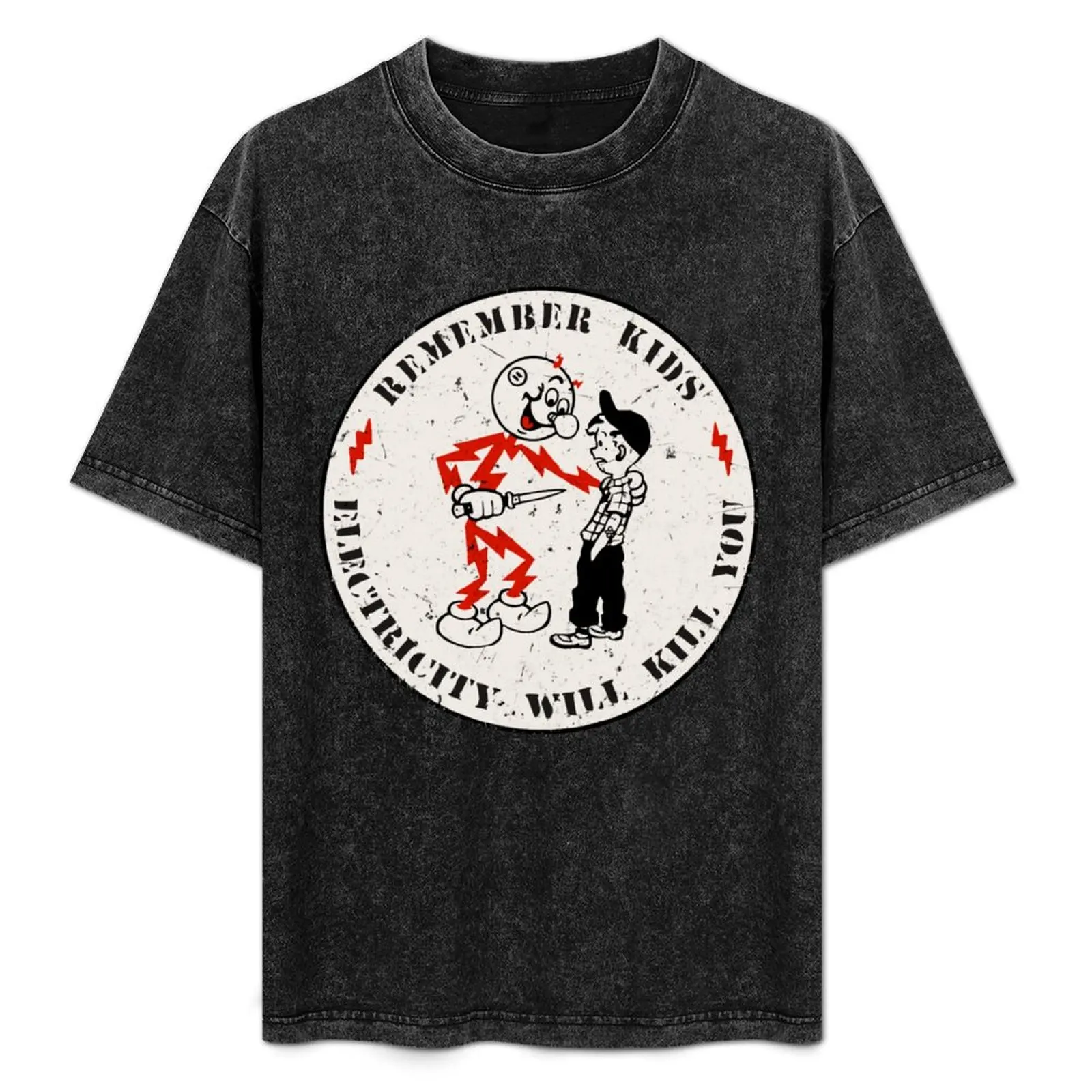 

Reddy Kilowatt, remember kids electricity will kill you Classic T-Shirt Basic Casual Short Sleeve Cotton Shirt