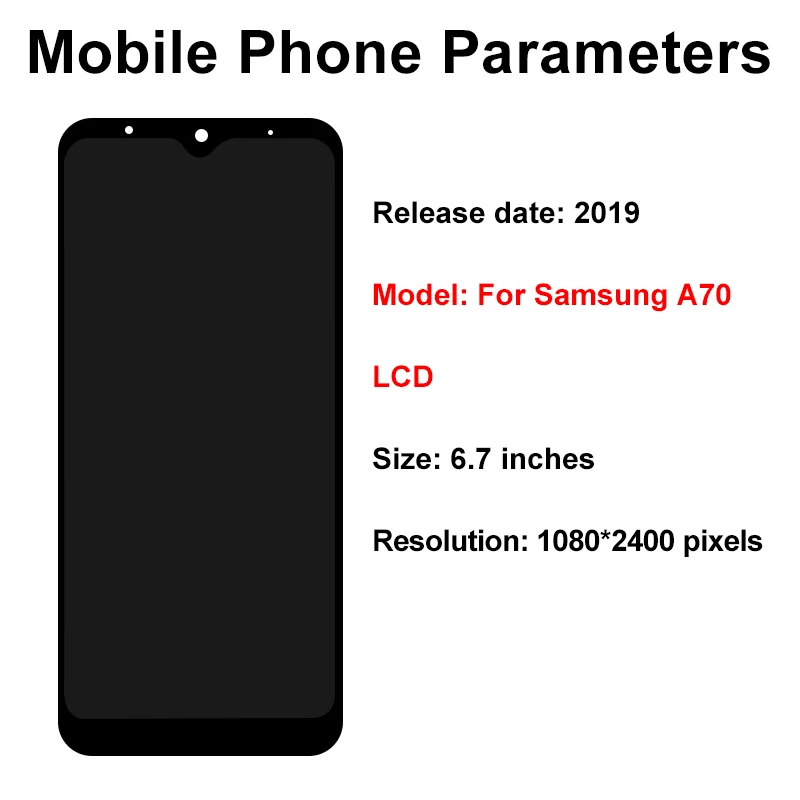 AMOLED For Samsung Galaxy A70 Display SM-A705FN/DS SM-A705YN LCD Touch Replacement Digitizer Parts SM-A705F/DS SM-A705MN/DS LCD