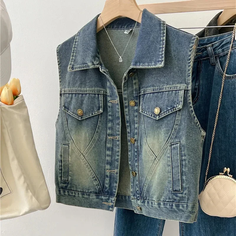 Cowboy Vest For Women In Spring And Autumn Casual Fashion Loose Fit Small Stature Fragrant Style 2025 New Popular Vest Jacket