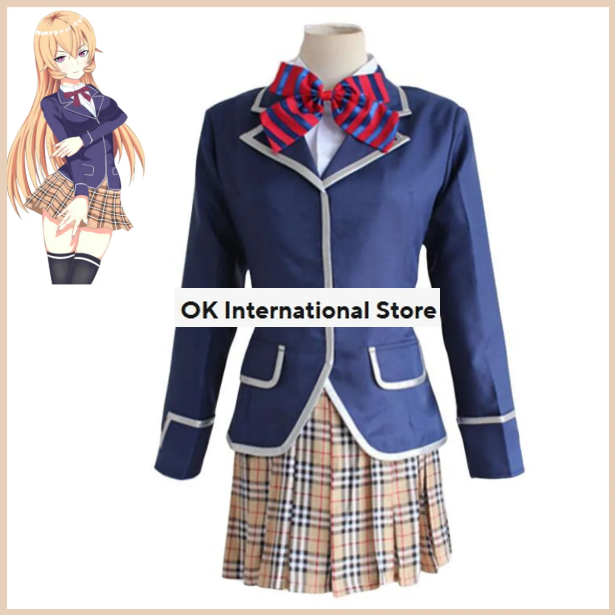 Anime Food Wars！Shokugeki No Soma Nakiri Erina Cosplay Costume Wig JK School Uniforms Skirt Woman Sexy Kawaii Carnival Suit