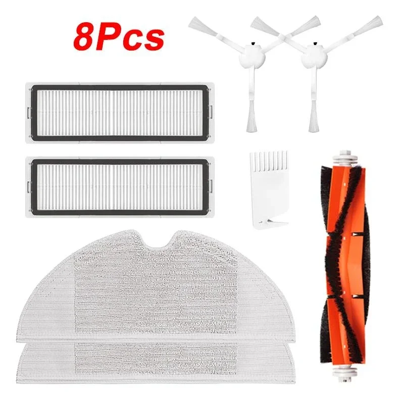 8PCS Mi Robot Vacuum Cleaner Parts Replacement Kit for Xiaomi Robo2 Robot S50 S51  Main Brush Filters Side Brushes Accessories