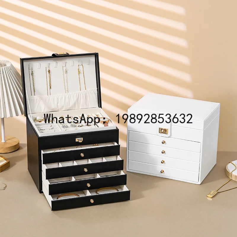 

ww24 five-layer lock jewelry box large capacity drawer-type jewelry storage box earrings necklace jewelry storage box