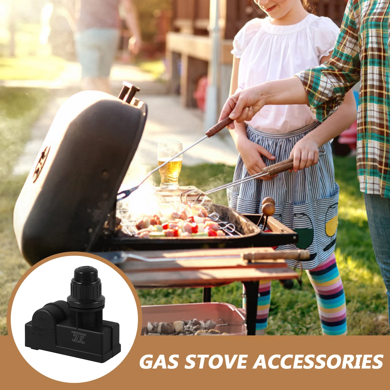 

2 Outlet Electric Grill Ignition Button with Dc for Barbecue Grill Starter Reliable Long Life Use