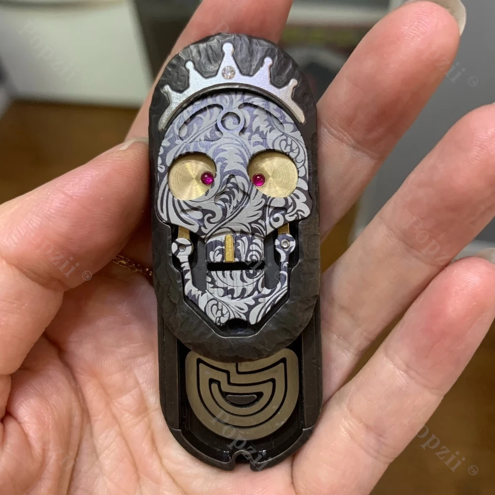 SAS EDC 1.0 Skull Handmade Carving Mechanical Multi Orbit Push Slider Adults Stress Relief Fidgeting Toy Anxiety Toys