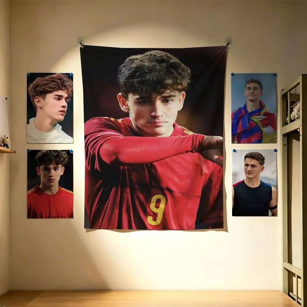 Pablo G-Gavi football Flags Wall Hanging Background Art Banner for Bedroom Home Outdoor Decor