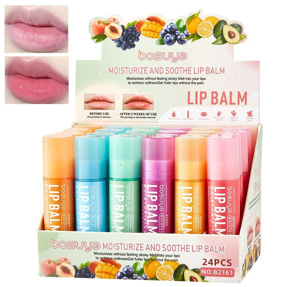 24pcs Assorted Fruit Flavor Lip Balm Set Vitamin E Moisturizing Repair For Lips Prevents Chapped Lips Skin Care Non-sticky 2026