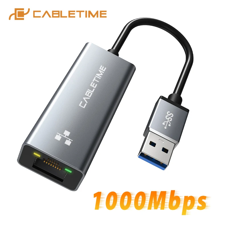 CABLETIME-adaptador Ethernet USB para ordenador portátil, tarjeta de red LAN RJ45 de 1000Mbps para Nintendo Switch, Dell, C358