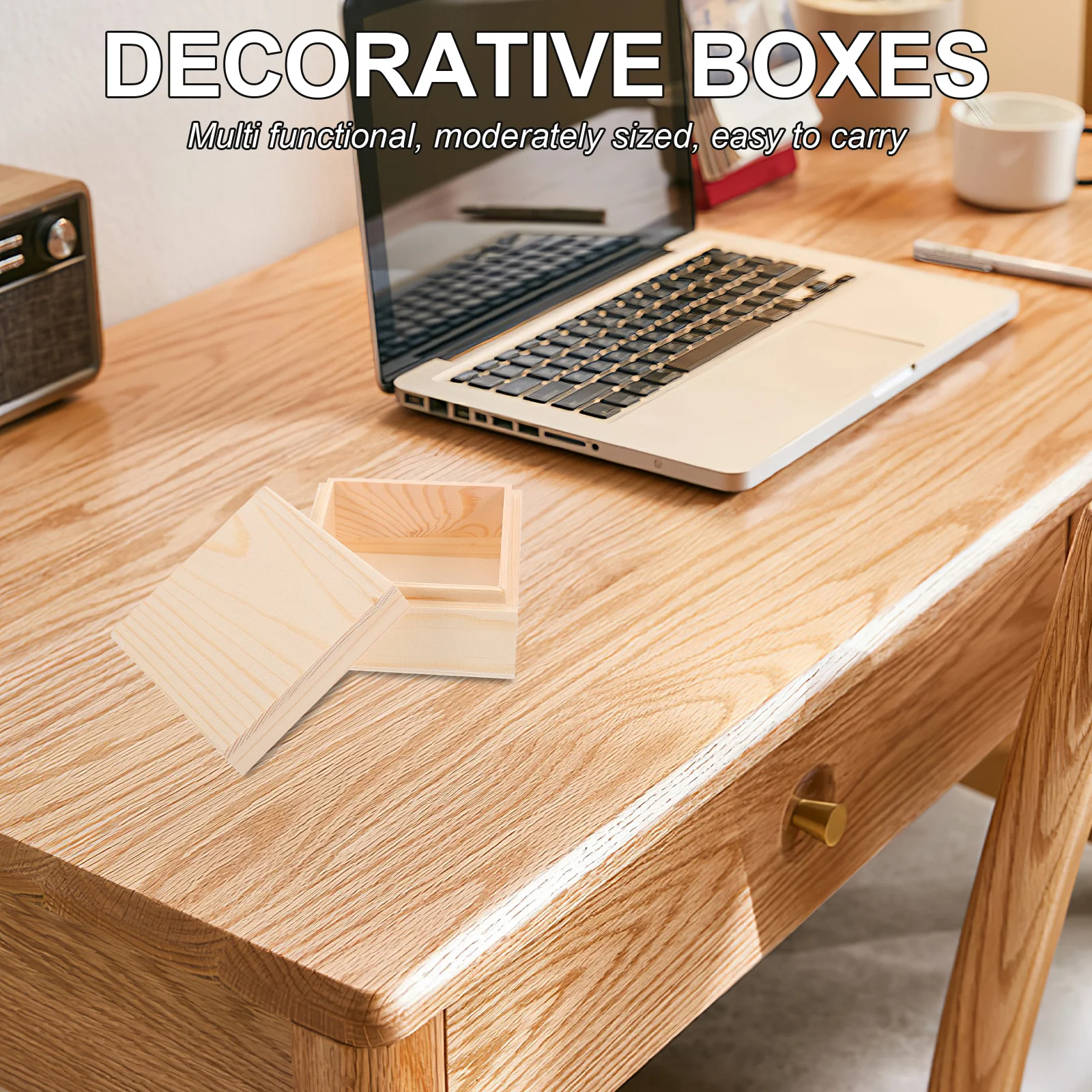 

2pcs Unfinished Wood Box Small Wooden Storage Case Blank Craft Box For Diy Art Projects Wooden Treasure Container