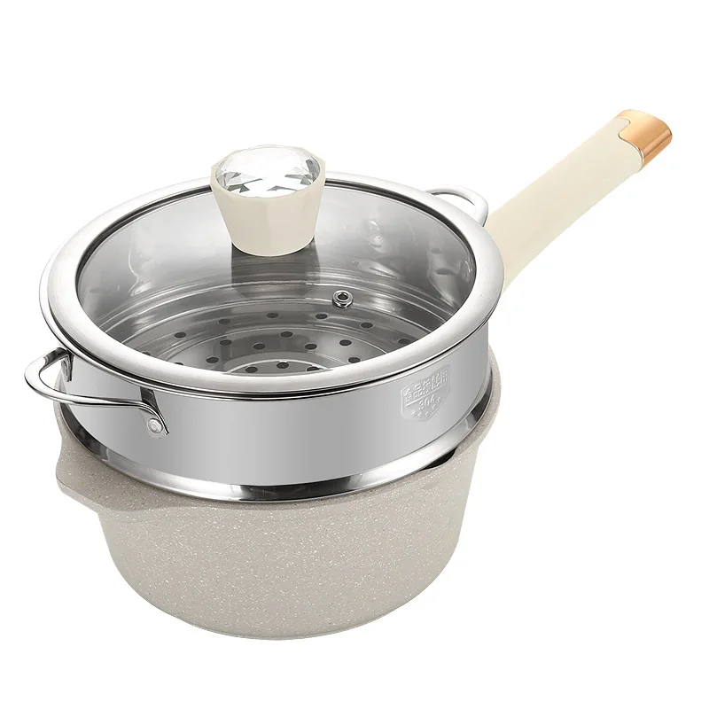 

Non-Stick Pan for Baby Frying, Integrated Small Milk Boiling Pot, Multi-Functional Steamer