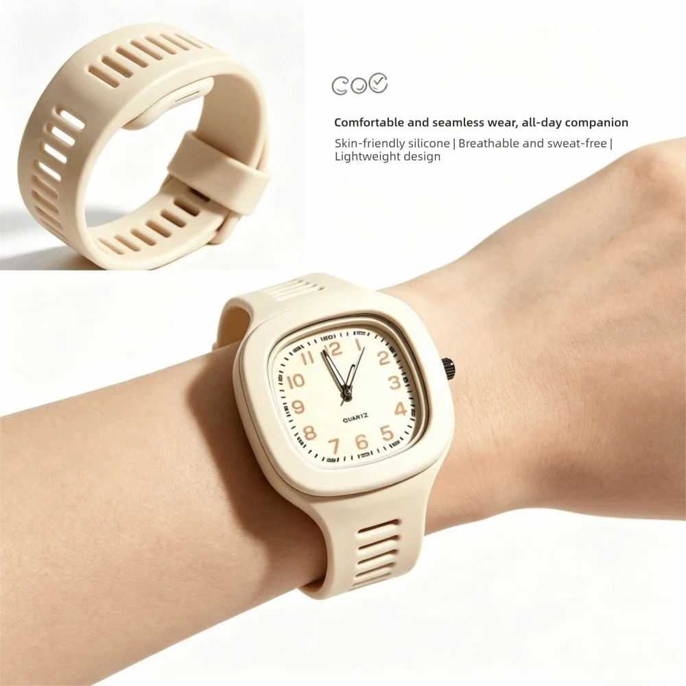 Minimalist Silicone Strap Square Watch Square Casual Wrist Watch Quartz Watch Students
