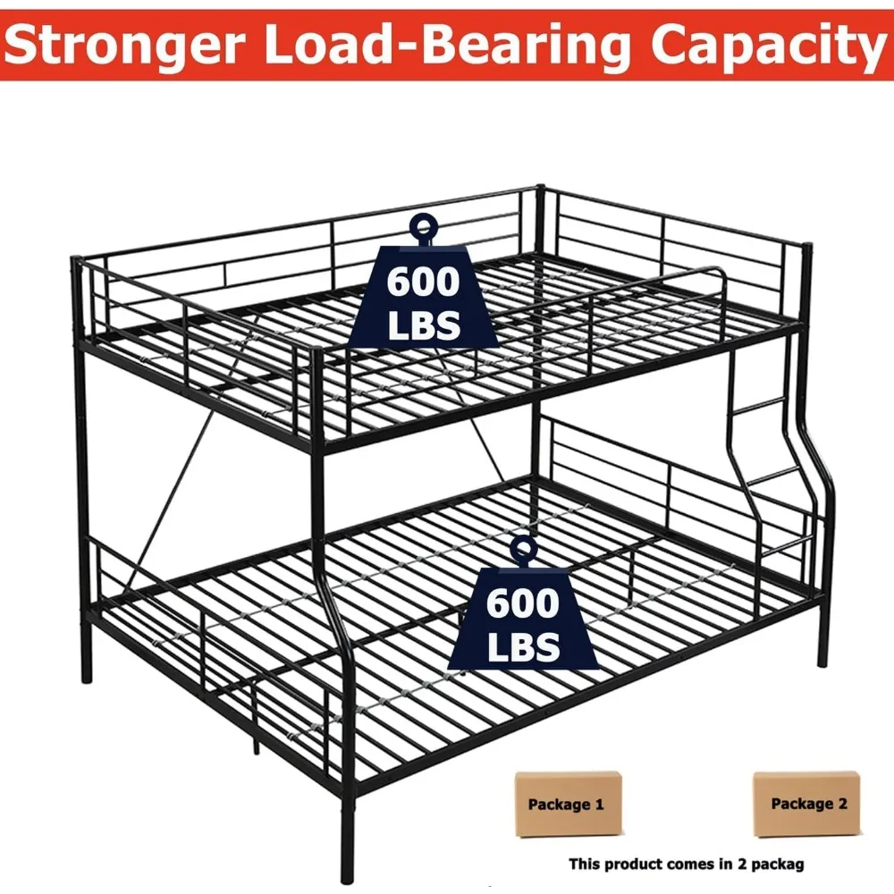 Queensize stapelbedden, robuust stapelbed Full XL over queensize met ladder voor kinderen jongens meisjes tieners, converteerbaar tot 2 aparte bedden