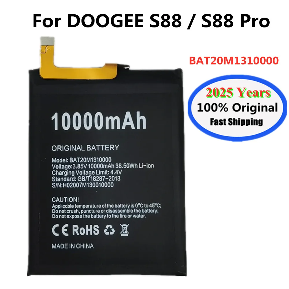 2025 Years 10000mAh 100% Original Battery For DOOGEE S88 Pro /S88 Plus Phone Battery BAT20M1310000 High Quality Bateria In Stock