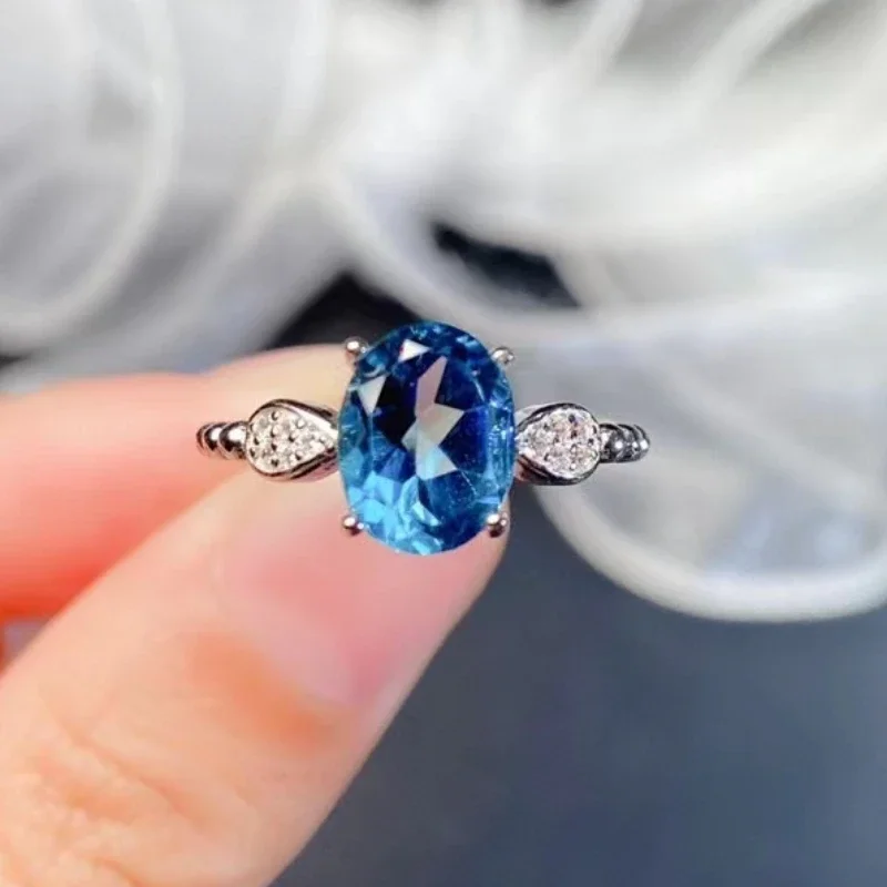 

Элегантное кольцо из стерлингового серебра с драгоценным камнем 2 карата 7 мм * 9 мм VVS Greade с натуральным топазом, серебро 925 пробы, ювелирные изделия с лондонским синим топазом