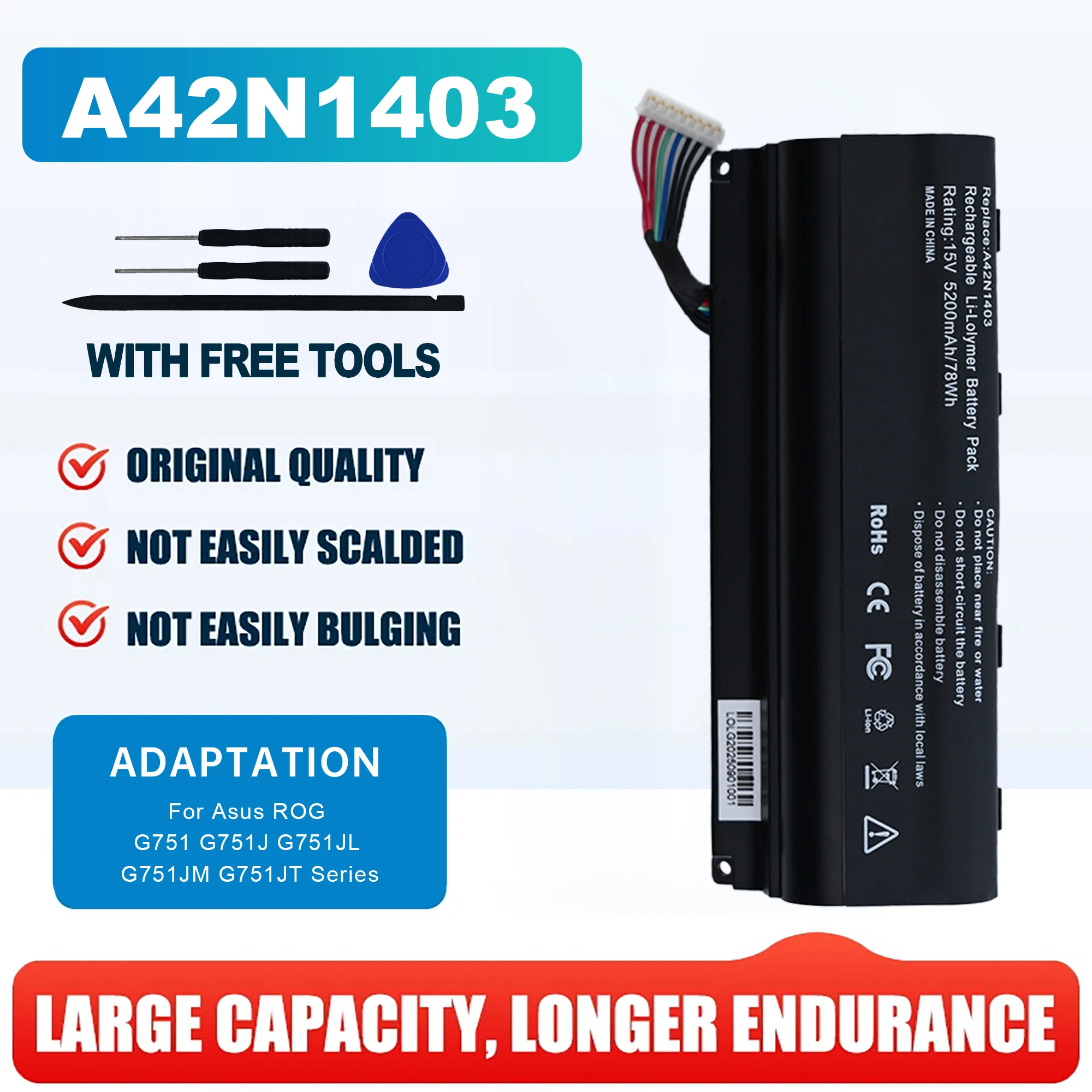Brand New Original A42N1403 15V 88Wh Laptop Battery for ASUS ROG G751JL G751JM G751JT GFX71JM A42LM9H A42LM93
