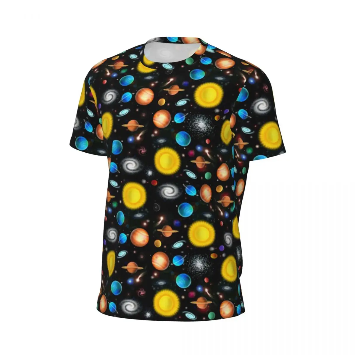 Gym T Shirt For Men Gold Moon Print T-Shirts Popular Colorful Astronomy Space Beach Tee Shirt O Neck Streetwear Graphic Tops