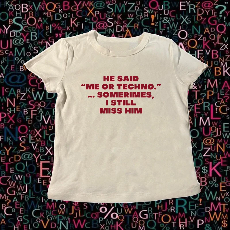 Y2K Creative Letter รูปแบบการพิมพ์ด้านบน Harajuku ความงาม Retro แฟชั่น Slim เสื้อยืด High Street แขนสั้นลําลองผู้หญิง Tee