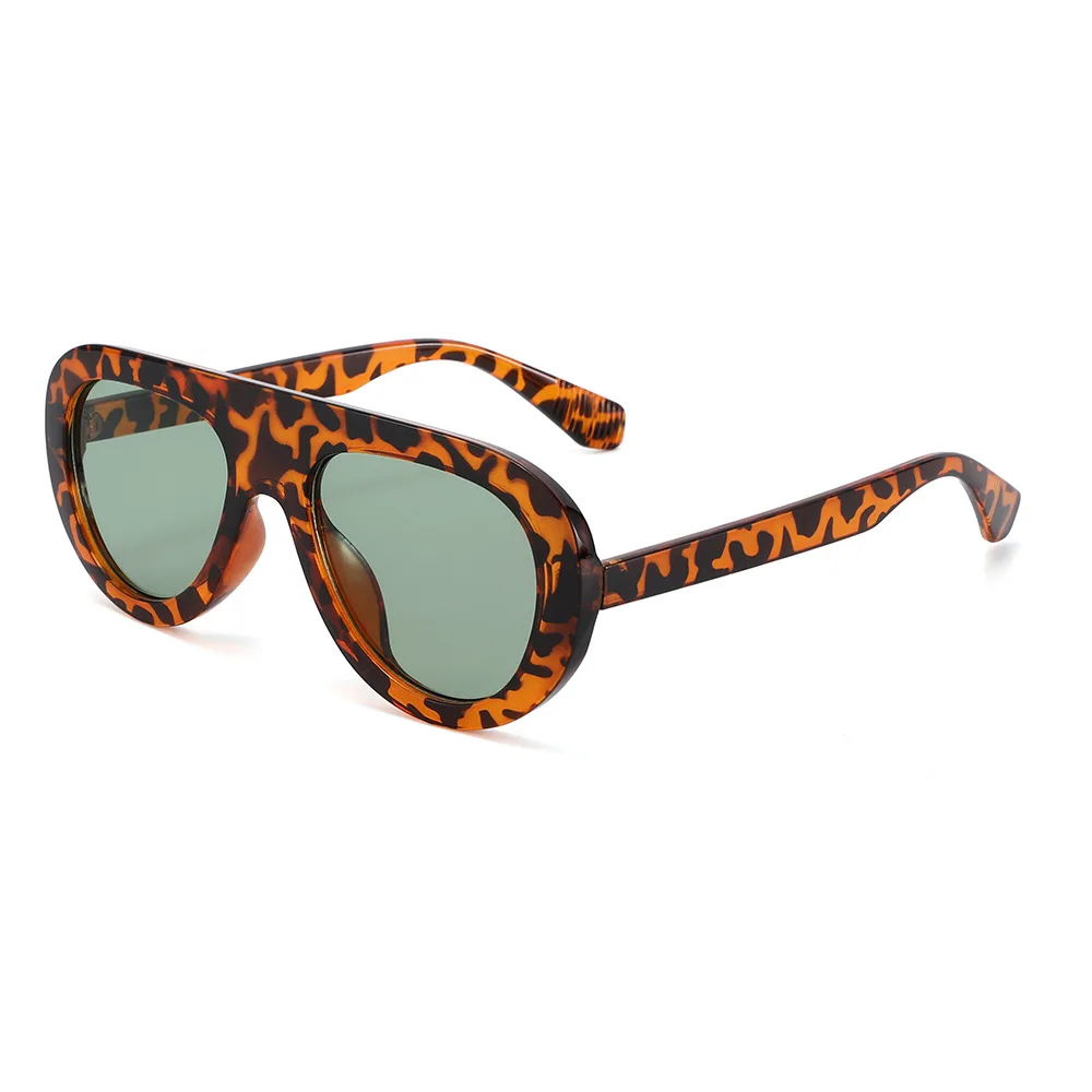 

Y2K Retro Luxury Round Leopard Print Big Women Sunglasses Trendy Glasses Multicolor Lenses Unisex Outdoor Eyewear Fashion UV400