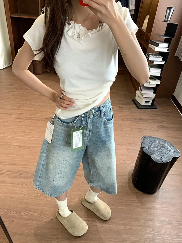

High Waist Straight Leg Jeans Women's Summer New plus Size Slimming Wide Leg Pants Casual Comfortable Cotton Blend Denim
