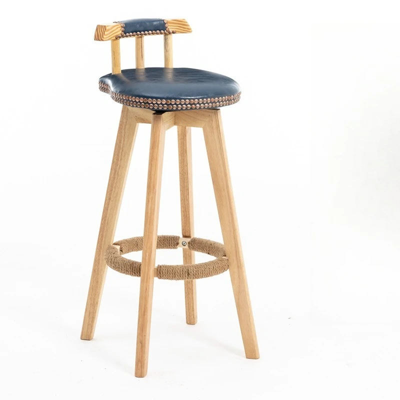 Simple log bar chair high stool bar stool solid wood stool bar cafe reception