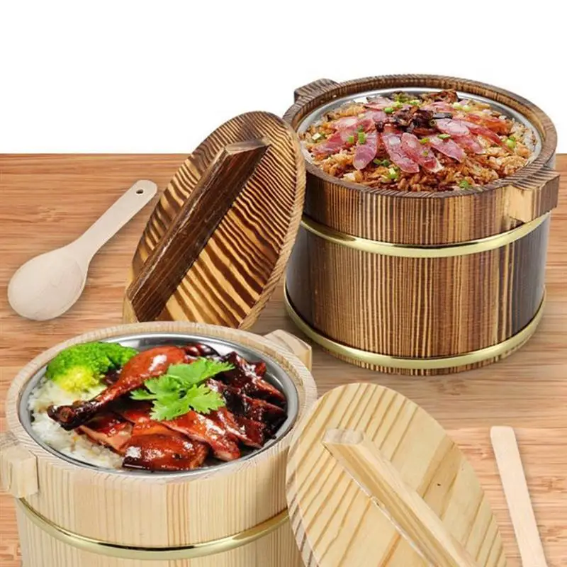Rice Sushi Tub Container Tub Bowl Bucket Wooden Mixing Steamer Wood Japanese Oke Hangiri Steaming Steamed Cooking Chinese Cooing
