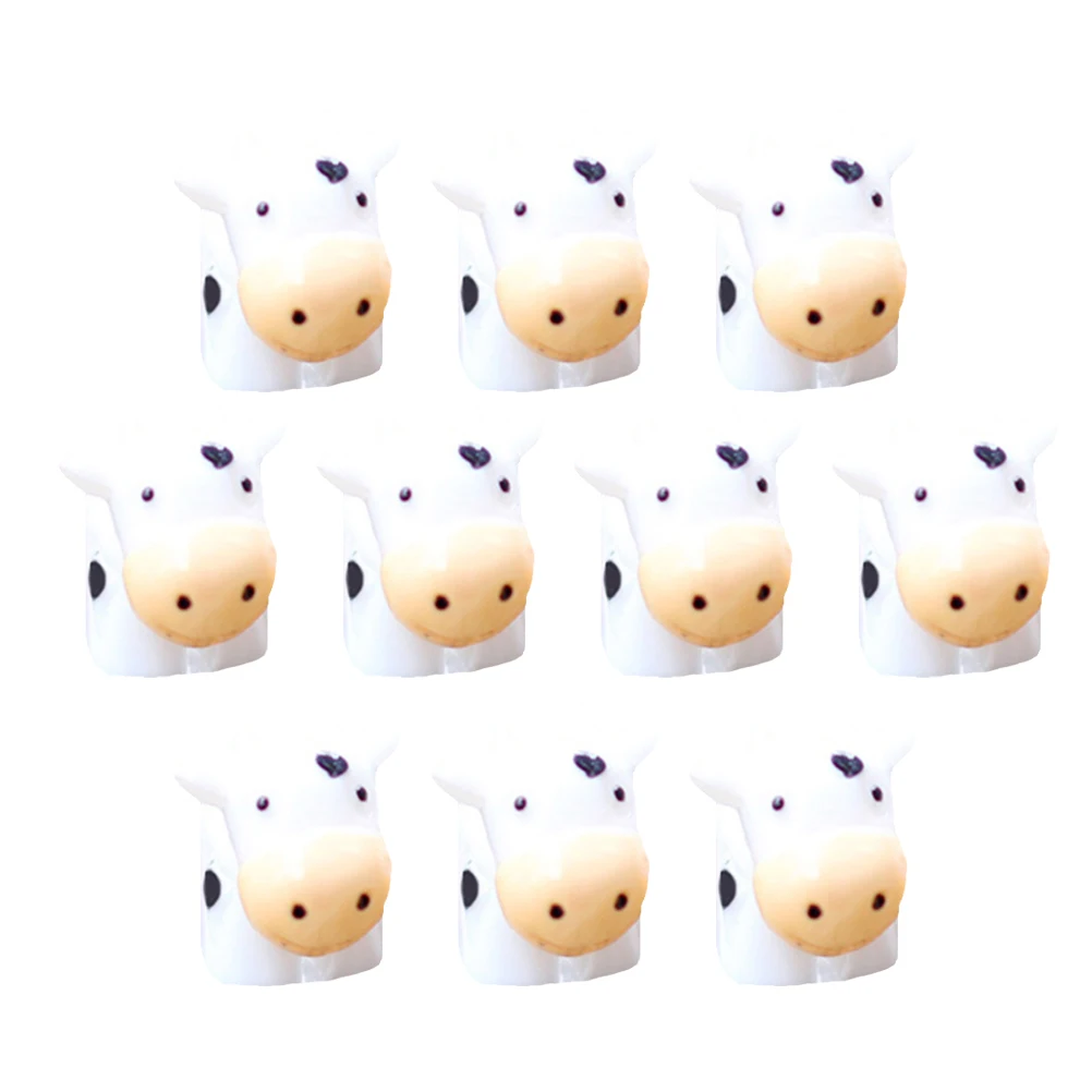 

10pcs Moss Art Decoration Resin Mini Cow Ornament For Garden Bonsai Landscape Potted Plant Adornment Simulation Cattle