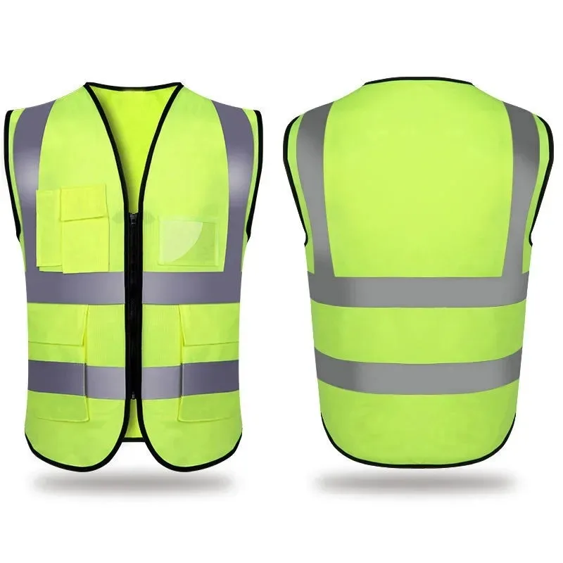 2024 New Multi-pocket Reflective Safety Vest & Safety helmet Bright Color Traffic Vest Railway Coal Miners Uniform Breathable