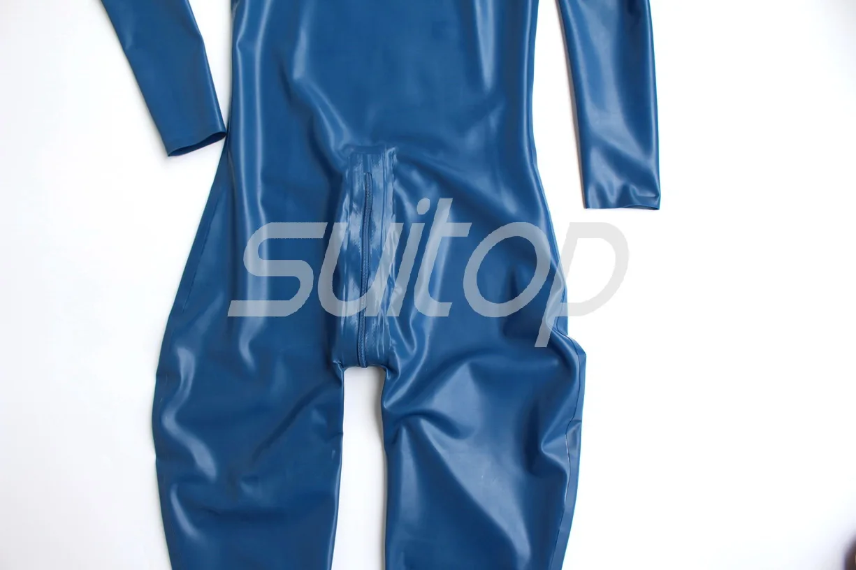بدلة قطط مطاطية من اللاتكس مع رقبة بسحاب بين الرجلين أدخل مستوى جودة عالية صورة حقيقية باللون الأزرق