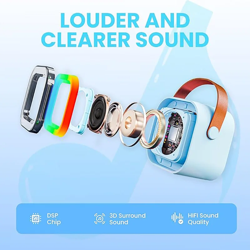 Mini Bluetooth Karaoke Machine Portable Easy to carry Interactive Educational Safe Multi-functional For kids