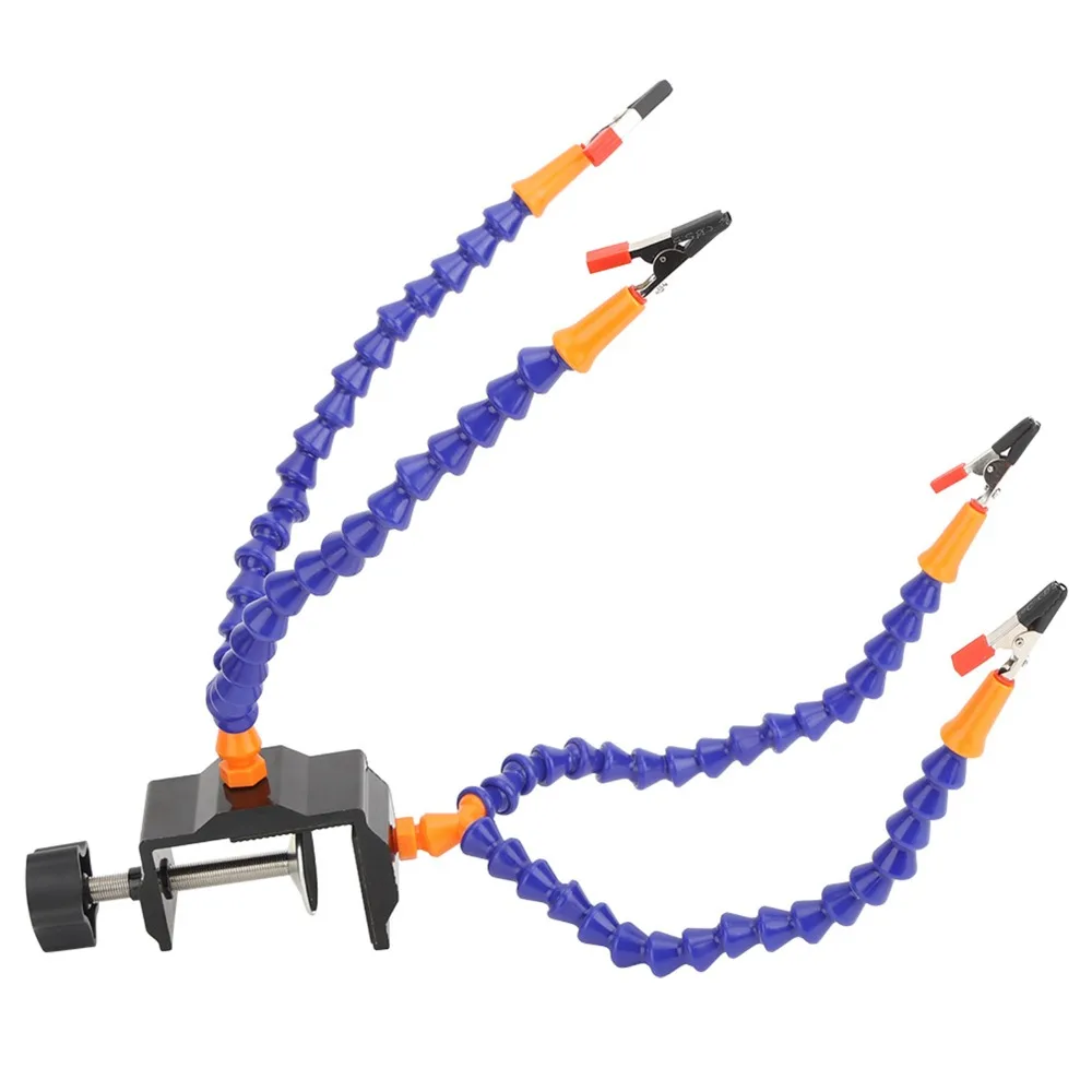 

7pcs Blue Flexible Soldering Holder Flexible Arms Easy to Bend 4 Arms Soldering Holder Soldering Iron Bracket