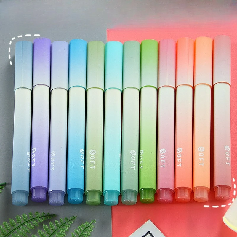 4 PCS/box Good-looking Gradient Color Highlighter Pens Set Kawaii School Supplies Marker Pens Cute Korean Stationery