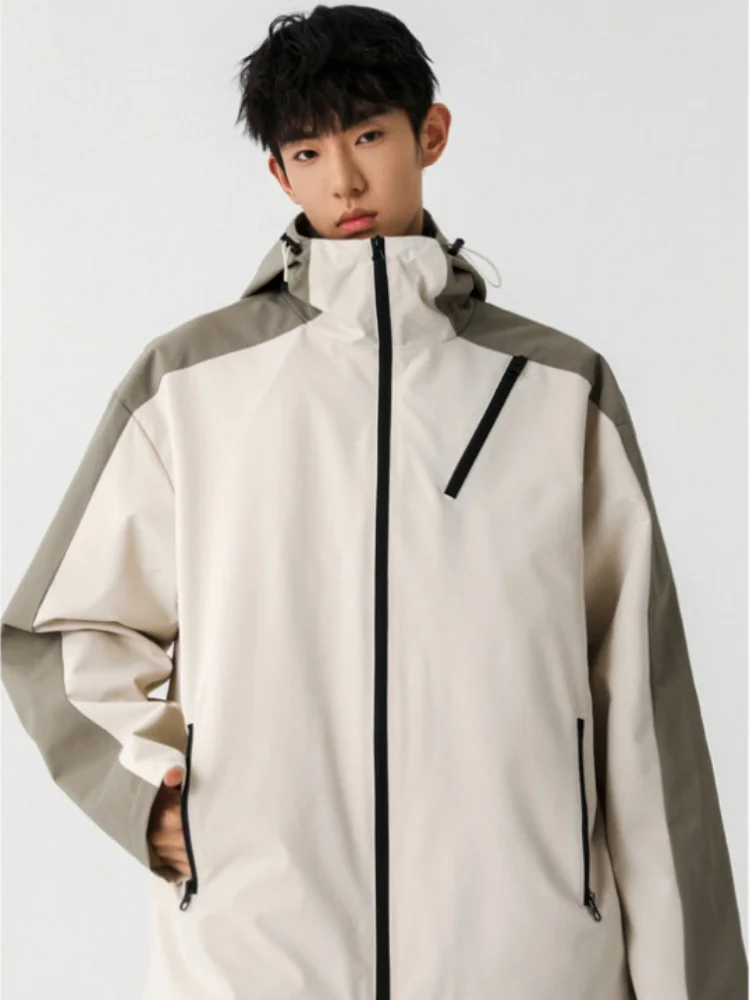 

Men's Spring Autumn Fce Lined Windbreaker Jaet Casual Loose Fit Durable Water Resistant Color Blo Workwear Sle Mount...