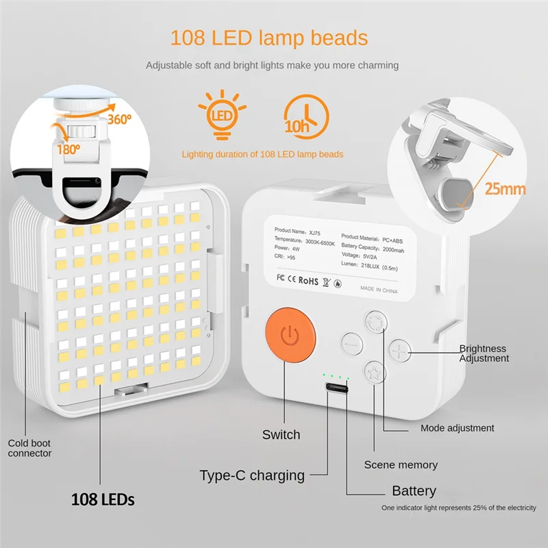 EDT-LED 포켓 라이트 비디오 녹화 메이크업 카메라 노트북 셀카 라이트에 대 한 휴대용 충전식 미니 채우기 빛