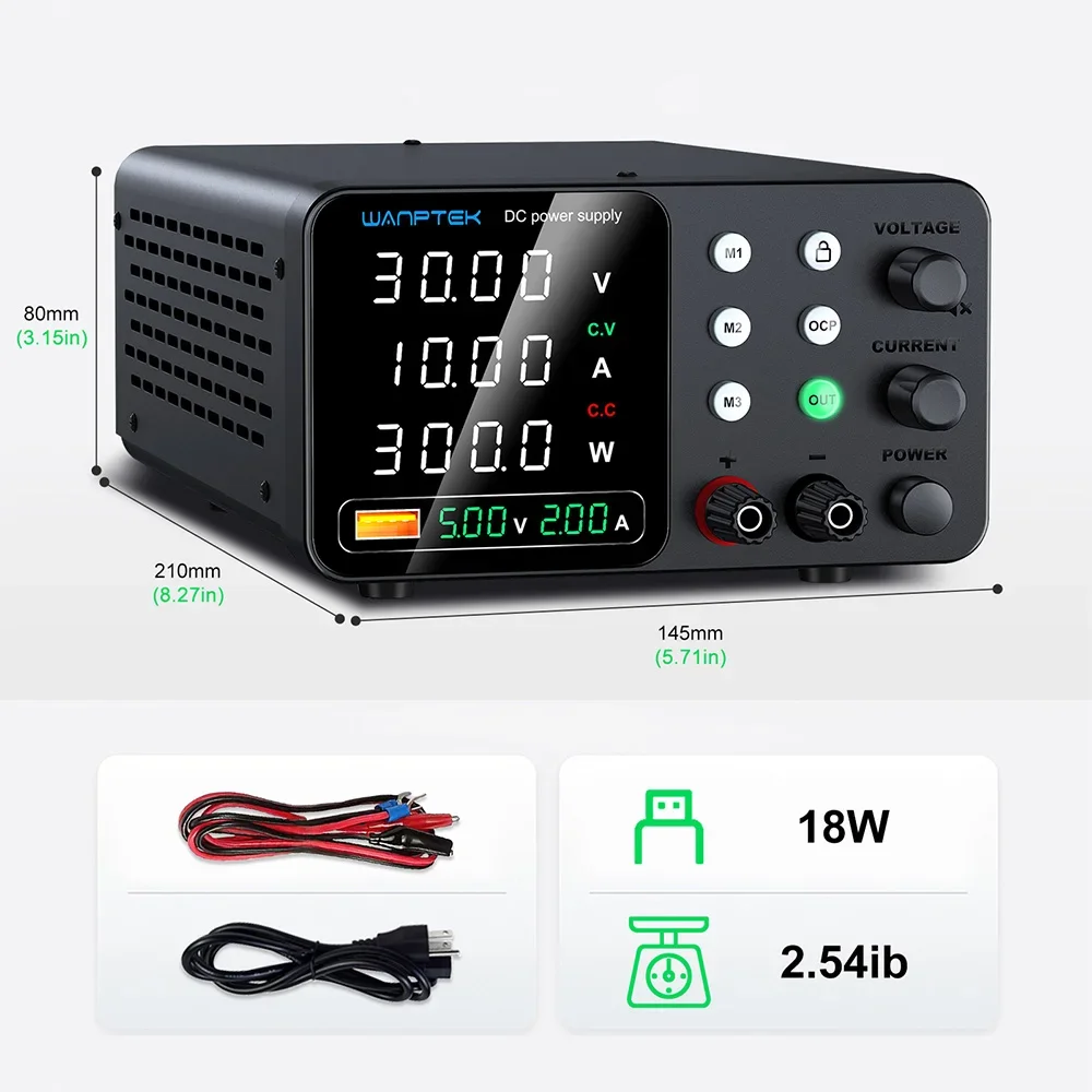 WANPTEK Adjustable Lab DC Power Supply 30V 5A 10A, Bench Stabilized Power Source Voltage Regulator USB Power Supply, 60V 5A 120V 3A 160V 2A - Image 6