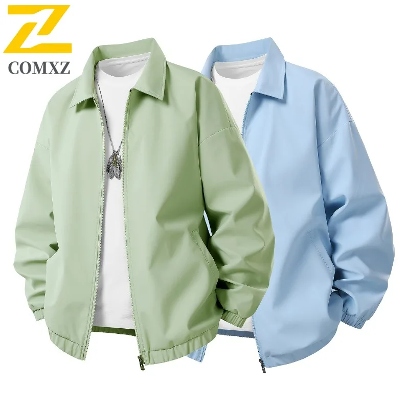 

COMXZ 2025 Men Women Couple Stand Collar Loose Fit Casual American Style Trendy Versatile Solid Color Commuter Jacket