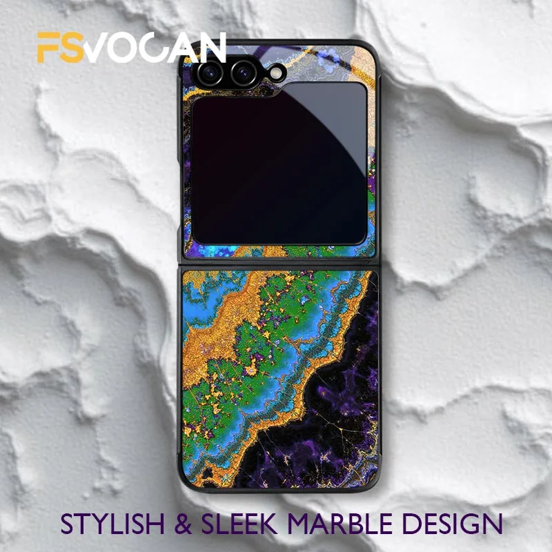 Luxurious Geode Inspired Marble Phone Case For Samsung Galaxy Z Flip6 8 5G Flip 3 5 4 7 Fusion Artisan Craft Avant Garde Design