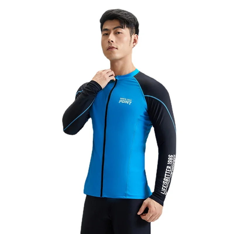 SABOLAY Men Zipper Lycra T Shirt Jellyfish Clothing Long Sleeved Tight Fitting Wetsuit Surf Clothing Sun Protection Clothing