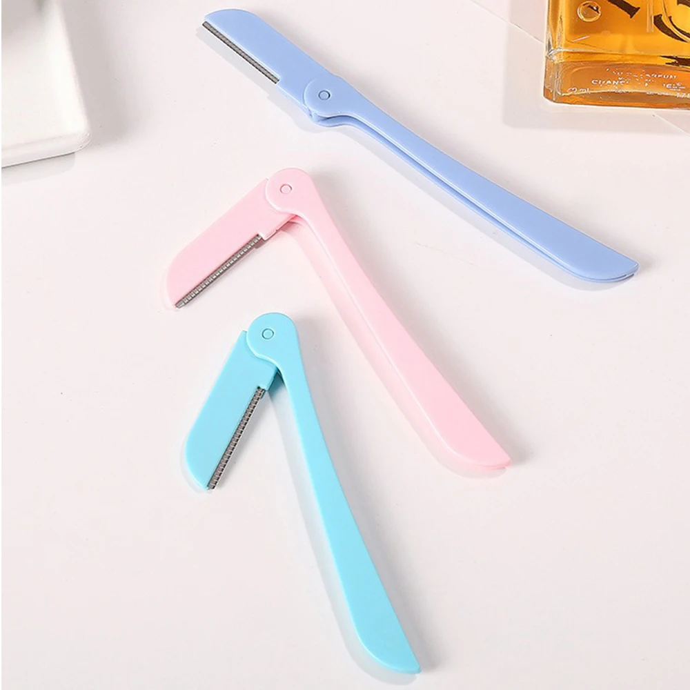 3 pçs rosto dobrável sobrancelha navalha afiada portátil lâminas faciais trimmer shaper conjunto de ferramentas de maquiagem