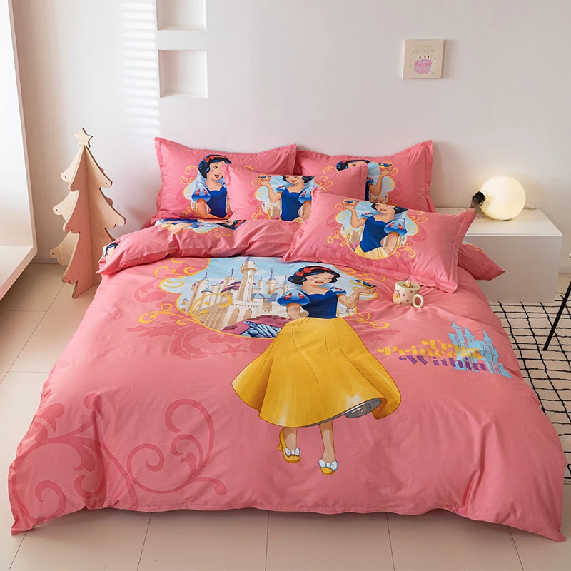 Four piece set of pure cotton bed sheets, duvet covers, bed sheets, student dormitory cartoon children's bedding, three piece se