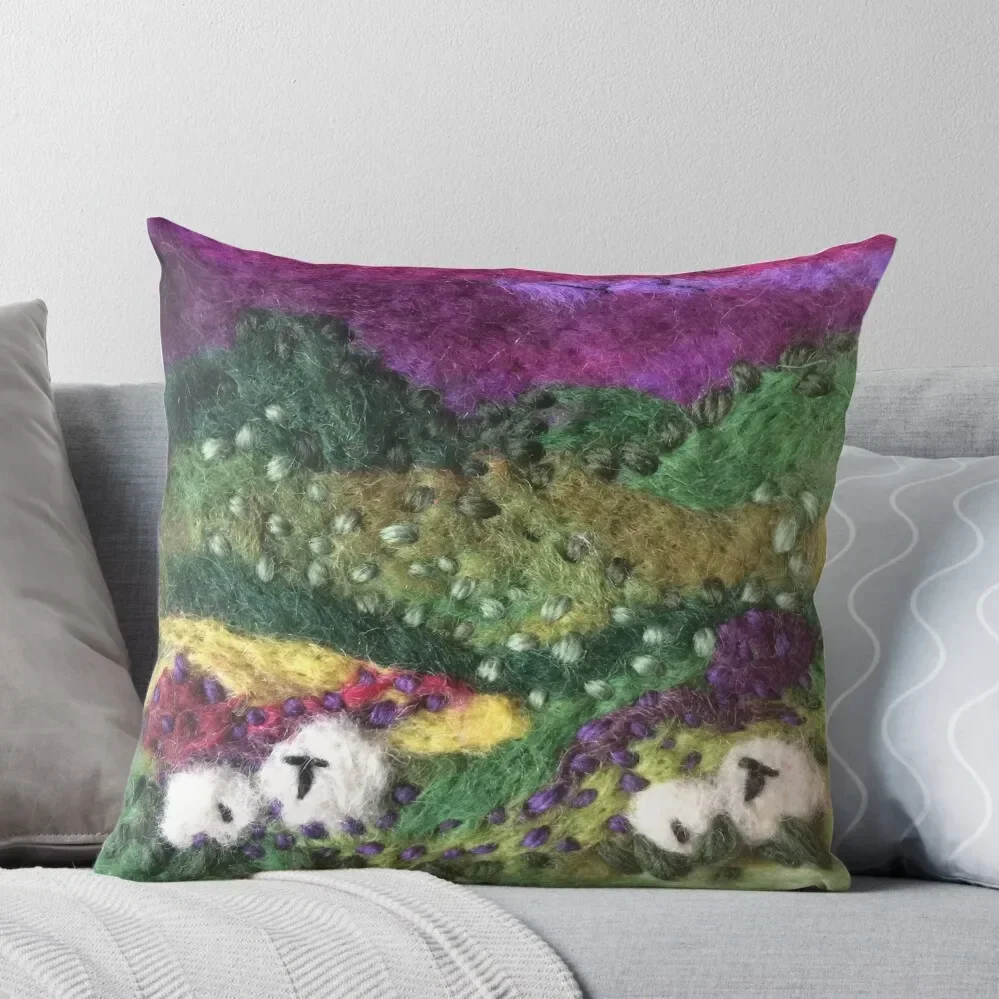 North York Moors Felted Textile Art Throw Pillow Couch Cushions Sofa Covers pillow